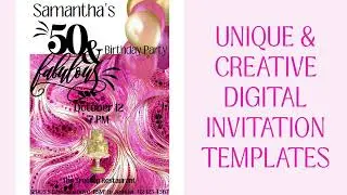50 & Fabulous invitation, 50th birthday invite woman, pink 50th birthday invite, 50 fabulous invite