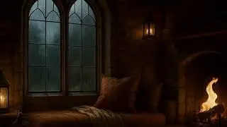 NIGHT RAIN STORM TAVERN ROOM-CANTORIN SOUNDSCAPE- NO MUSIC  #Cantorin #FantasyAmbience #rainsounds