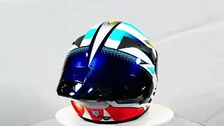 Capacete KYT TT Course Tati Mercado + Spoiler Azul + Viseira Iridium