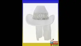White Cowboy Cowgirl Bride Bling Hat With Veil and Sash Rodeo Bachelorette Party