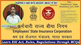 #revision #mcq 16-25  of #esi #act #1948 #sso #ldce #paper I #2018 #best #exam #class