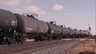 Double crude oil train meet. CP 697 meets CP 696 in Tilbury. Rare. Feb 28 2012