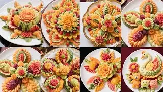 Advanced fruit plating, so beautiful! #fruit# knife skills