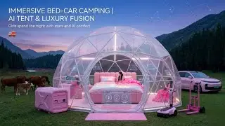 Immersive Bed-Car Camping🚒 | Girls Spend the Night in a fully Transparent AI Tent + Bed-Car Fusion✨