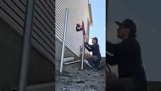 Pounding Posts for No-Dig Vinyl Fence Install #calgary #fence #airdrie #nodig