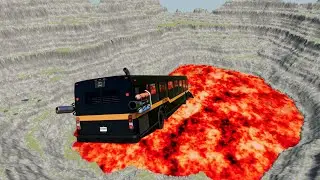 Bus city vs Giant lava pit #beamngdrive #lavagame