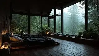 Minimalist Japanese Room Rain & Thunder Sounds for Deep Relaxation and Calm Night Sleep