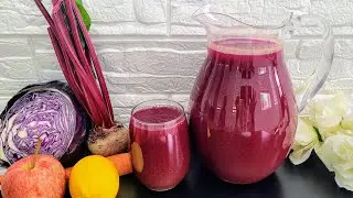 Carrot Cabbage Apple Lemon Beetroot Juice Drink for Long Life