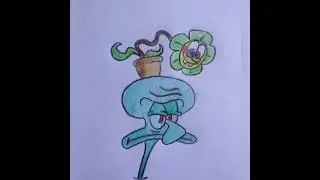 drawing Squidward with Spongebob flower | Spongebob #shorts