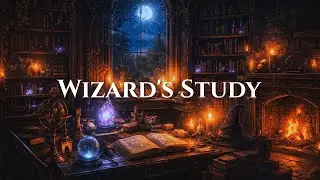 Wizard Study at Night 🔮 Cozy Fantasy Fireplace | Relax &bull; Study &bull; Sleep