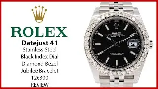 ▶ Rolex Datejust 41 Stainless Steel Black Index Dial Diamond Bezel Jubilee Bracelet 126300 - REVIEW