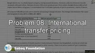 Problem 08: International transfer pricing, Accounting Lecture | Sabaq.pk