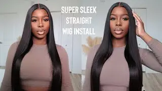 SUPER SLEEK GLUELESS STRAIGHT FRONTAL WIG INSTALL FT. UNICE HAIR