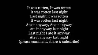 FOUND A PEANUT Last Night Lyrics Words text trending children's folk sing along song just now music
