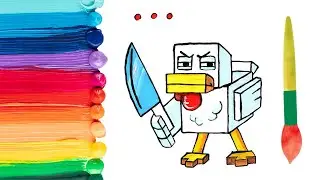 How to draw Minecraft chicken 🐔🟩 Drawing for kids | Рисуем курицу из Майнкрафта