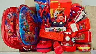 Amazing Spider-Man toys & stationery items - school bag, truck pencil sharpner, Keychain, pencil box