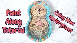 Paint Along With Me This Cute Sea Otter Tray Using Kiwi Underglazes 