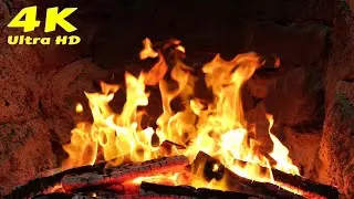 🔥 Cozy winter cabin camping. Peaceful Winter Fireplace Ambience 4K. Winter Fireplace Night Ambience