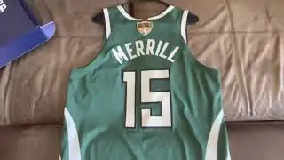 NBA Finals GAME WORN Milwaukee Bucks Earned Edition Jersey 2021 w/ Meigray COA - Sam Merrill