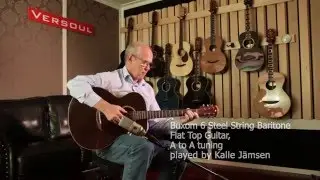 Buxom 6 Baritone Steel String Flat Top Guitar, A to A tuning.