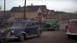Going to Work in Detroit 1930s In Color [60fps, Remastered] Sound Design