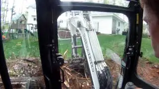 Bobcat E50 Pushing Over Tree
