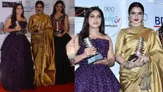 Bhumi Pednekar Excitement Meeting Rekha Ji At Asia Spa Award 2018-Divya Kumar Khosla
