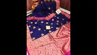 Royal Navy Blue Color Pure Katan Banarasi Silk with Meenakari