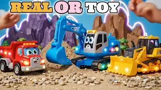 Plastic Excavator Toy Digging Rocks and Sand | Satisfying Construction Play