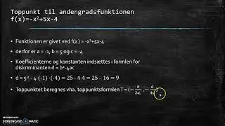 Andengradspolynomier - toppunkt og symmetriakse