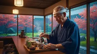 Rainy Day at an Ancient Zen Garden Caf&eacute; | Aesthetic AI Film
