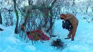  I Survived -17°C Without a Tent | Solo Camping in Extreme Cold /4k  #wintercamping #video 