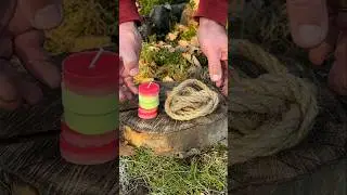 Storm-Proof Firestarter: Rope and Wax Lifehack. #survival #camping #lifehacks
