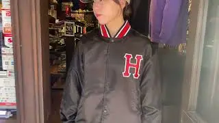 【re:create KYOTO】HUF STADIUM JACKET (SATIN) BLACK / RED