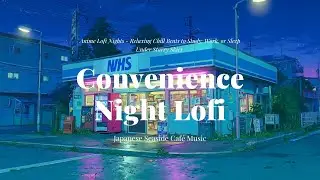 Chill lofi hip hop from a quiet street near a Japanese convenience store evening