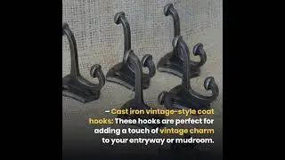 Vintage Style Cast Iron Coat Hooks in Forged Silver for Hall Tree and Hat Rack - Handcrafted Decor