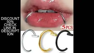 5PCS Punk Lips Rings Medical Titanium Steel Nose Ring Fake Nose Ring Septum Piercing Clip on Mouth R
