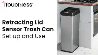 iTouchless 14 Gal Retracting Lid Sensor Kitchen Trash Can with AbsorbX Odor Filter | Set Up and Use