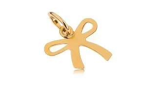 Jewellery - Shiny pendant in yellow 9K gold - flat engraved bow