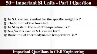 MCQ Questions SI Units - Part 1 with Answers