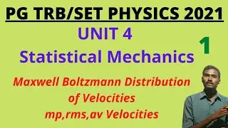 Maxwell distribution of velocities | TRB PHYSICS UNIT 4 | Statistical Mechanics