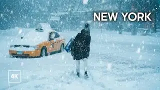 HEAVY SNOWSTORM in NEW YORK ❄️ Winter Ambiance in MANHATTAN ASMR