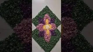 Marigold flower rangoli for makar sankrant||pookolam||real flower petals rangoli 