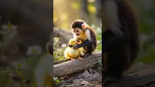 #monkeyandduck #cuteduckling #funnyanimals #animalshorts #shorts # #funny #cute #animalstories