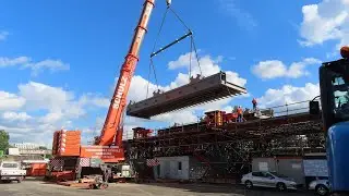 Soeren66 - TEREX DEMAG AC 500-2 vom KRANDIENST SCHULZ bei der Montage eines S-Bahnbr&uuml;cke, Teil 1