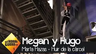 Marta Hazas se desliza por una pared usándo unas sábanas anudadas en El Hormiguero 3.0
