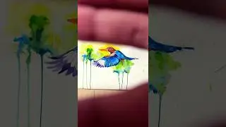 💦 &ldquo;This Flying Kingfisher Looks ALIVE 😳 | Watercolor Magic ✨&rdquo; #trending #illustration