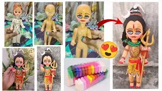 Cute Shankar ji making from old doll 😍|| #clay #diy #shraddhaartandcraft #shankar #youtube #cute