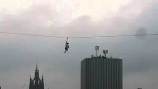 BEAR GRYLLS - ZIPLINING TYNE BRIDGE - OLYMPICS 2012