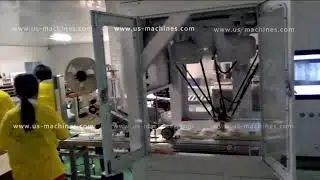Automatic wet tissue bag robot hand placing machine spider hand packer line